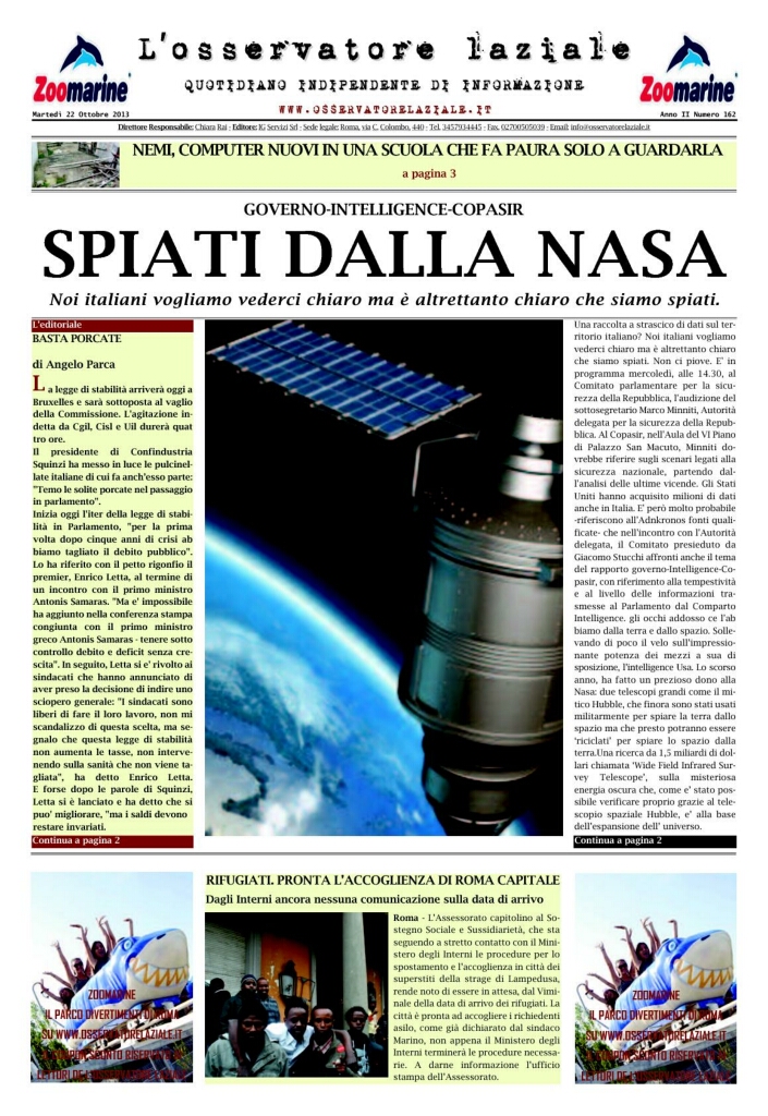 L'osservatore d'Italia edizione del 22 Ottobre 2013